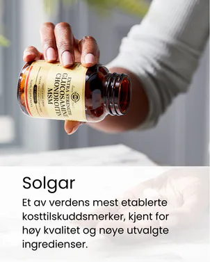 Glasskrukke med kosttilskudd fra Solgar