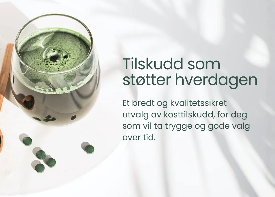 Et bredt og kvalitetssikret utvalg av kosttilskudd, for deg som vil ta trygge og gode valg over tid.